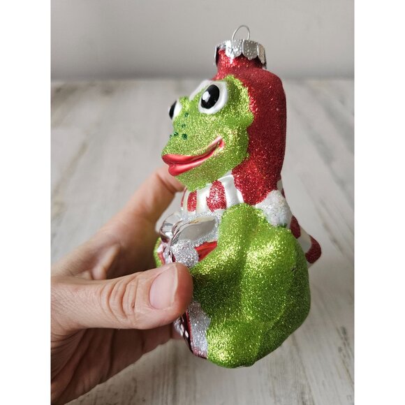 Rauch glitter frog toad ornament present sparkle Xmas green - Picture 2 of 8